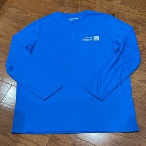 United Polaris Blue Long Sleeve Henley Shirt